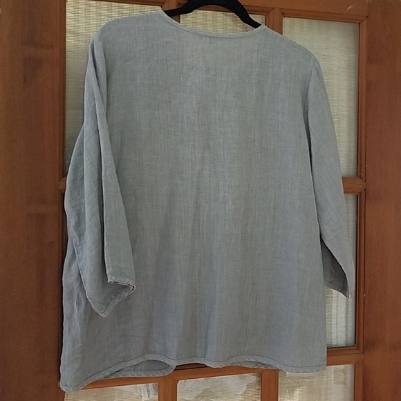 Heaven Linen Top Women M Lovely Grey EUC - Picture 5 of 6